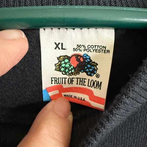 Vtg 80s 90s Sweatshirt Fruit Of The Look 50/50 Made In The USA Black XL Unisex - Picture 2 of 7